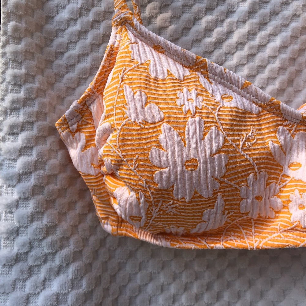 NWOT Xhilaration Orange White Floral Textured 2-PC Two Piece Convertible Bikini - Picture 8 of 16